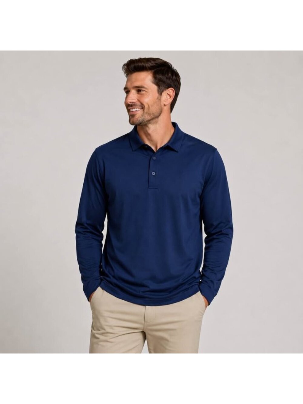 Adidas Lightweight Long Sleeve Polo Shirt Men’s Large Navy